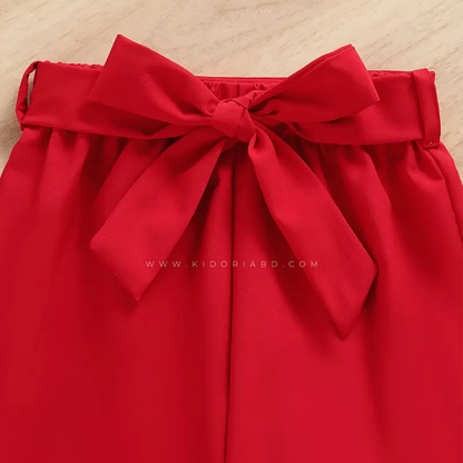 Girls Love Printed T-Shirt & Red Pants Set (6m-12yrs)-024